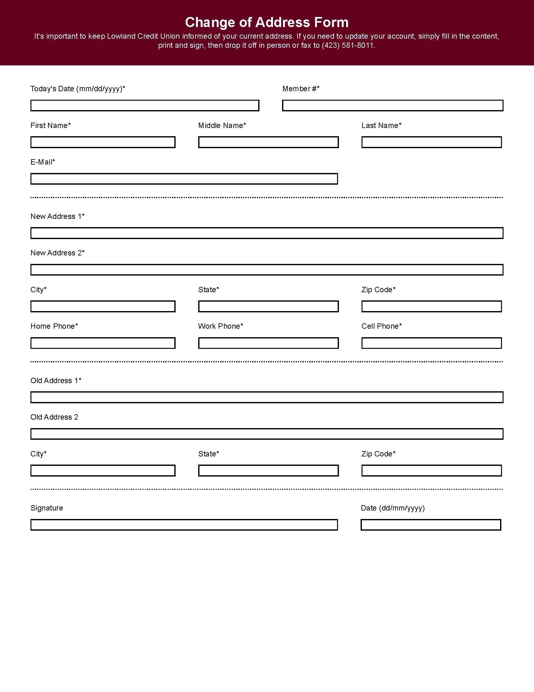 Printable Change Of Address Form Customize And Print