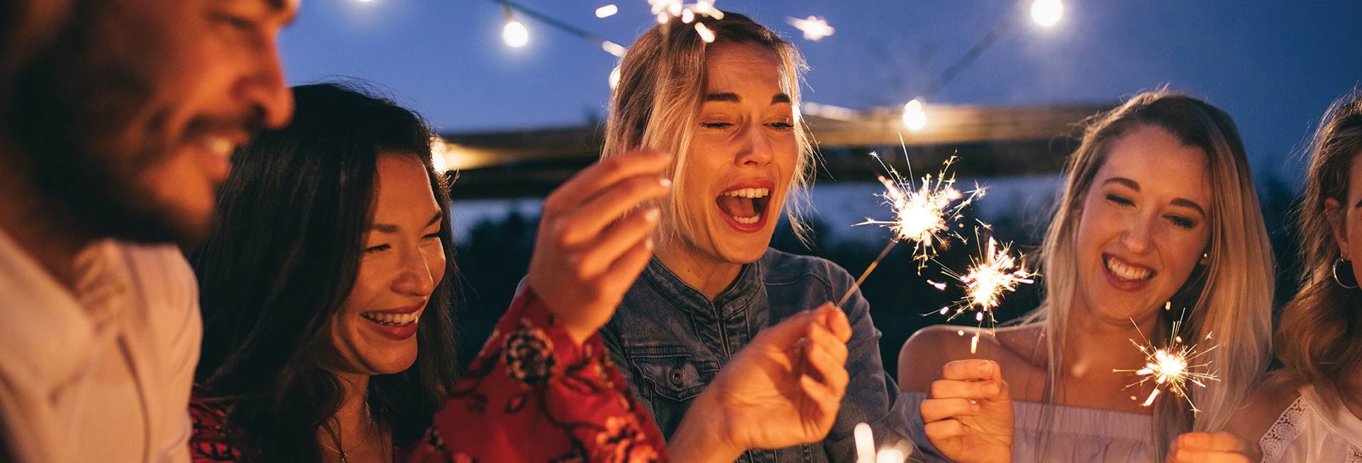 friends with sparklers
